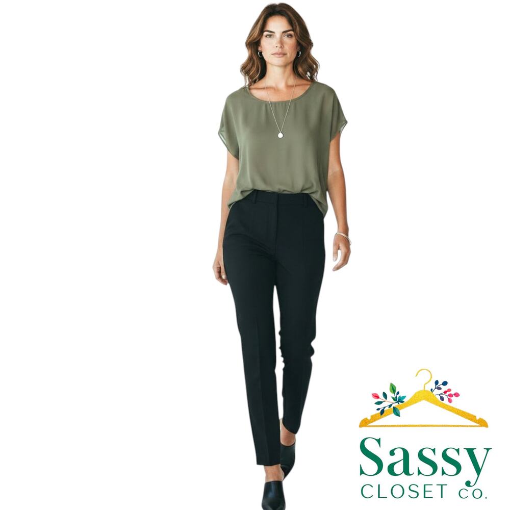 Banana Republic Olive Green Cutout Blouse Small Cap Sleeve Crepe Top